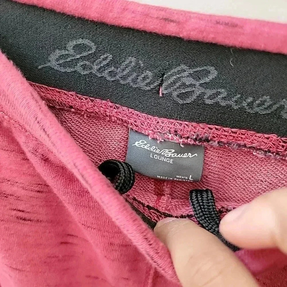 Eddie Bauer Men's Large Lounge Pants Red with Draw Strings & Elastic Waist Comfy - Picture 4 of 5